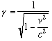 gamma=sqrt(1-v^2/c^2)